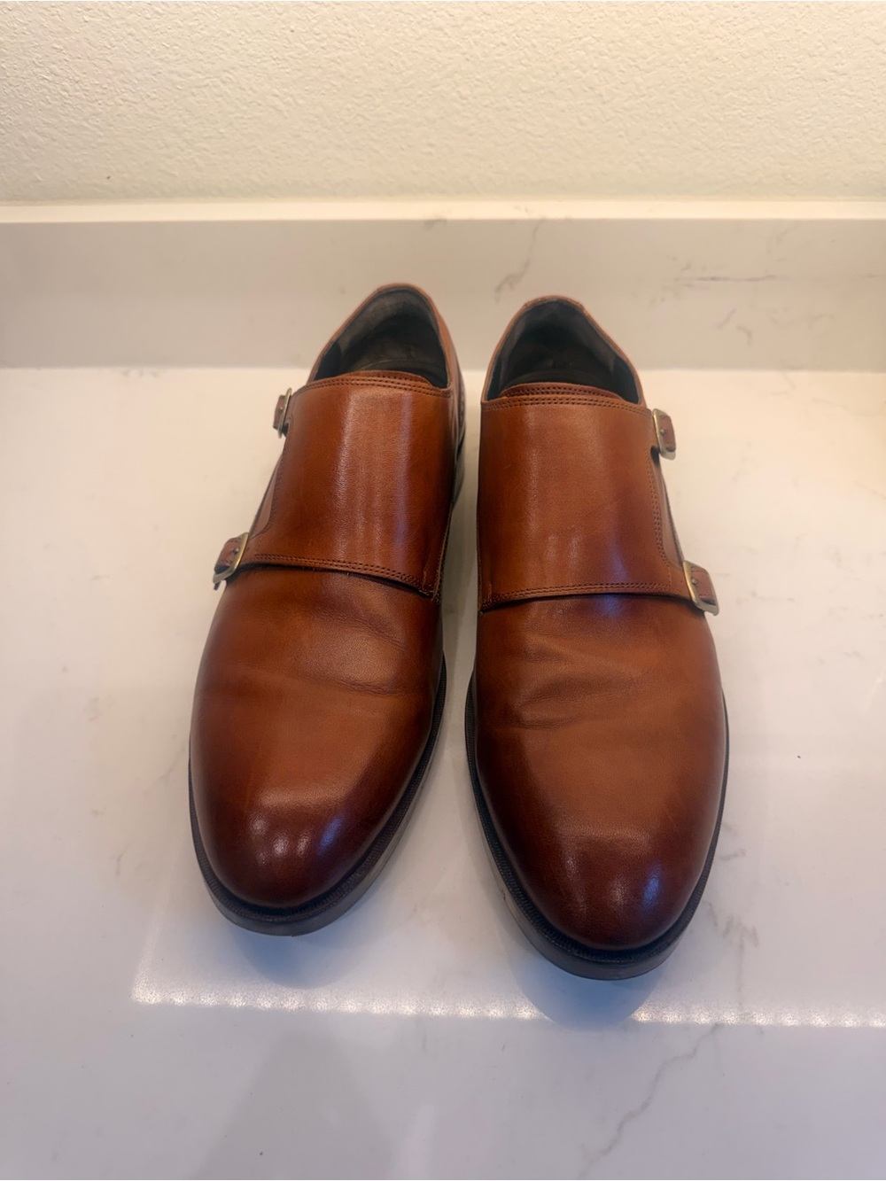 Cole Haan Men's Tan Double Monk Strap Leather Oxfords
